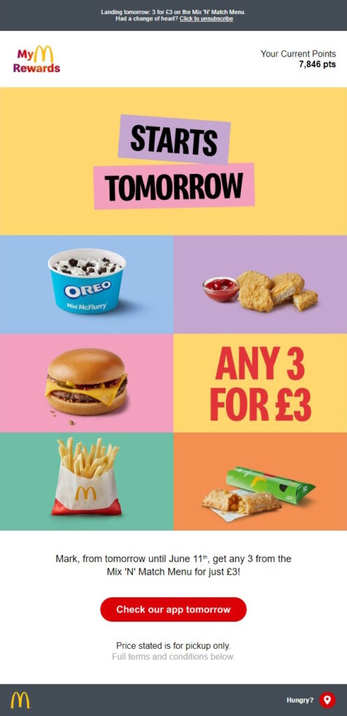McDonald's email design