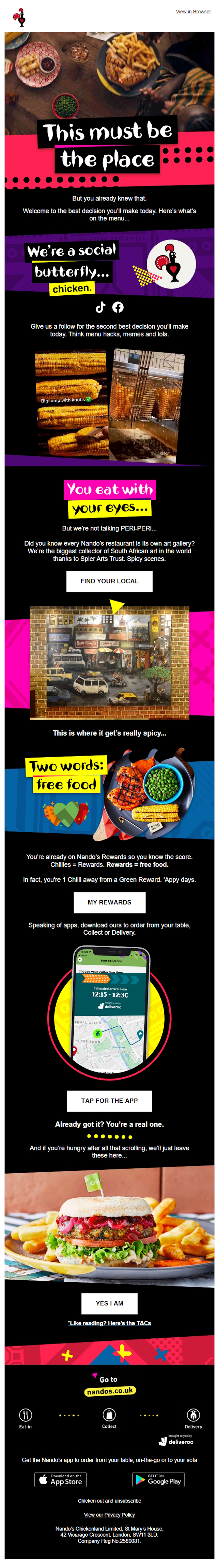 Nandos welcome email