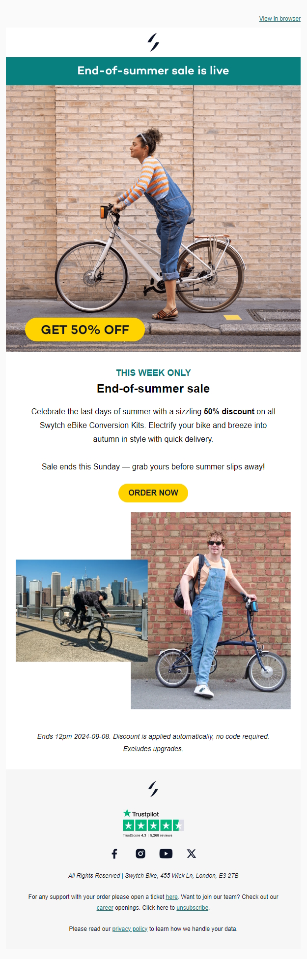 Swytch bike email design