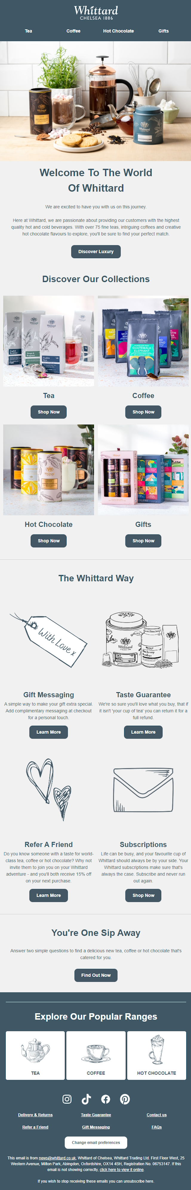 Whittard of Chelsea Email Design