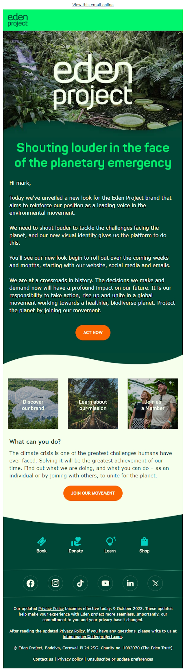 Eden Project Email Design