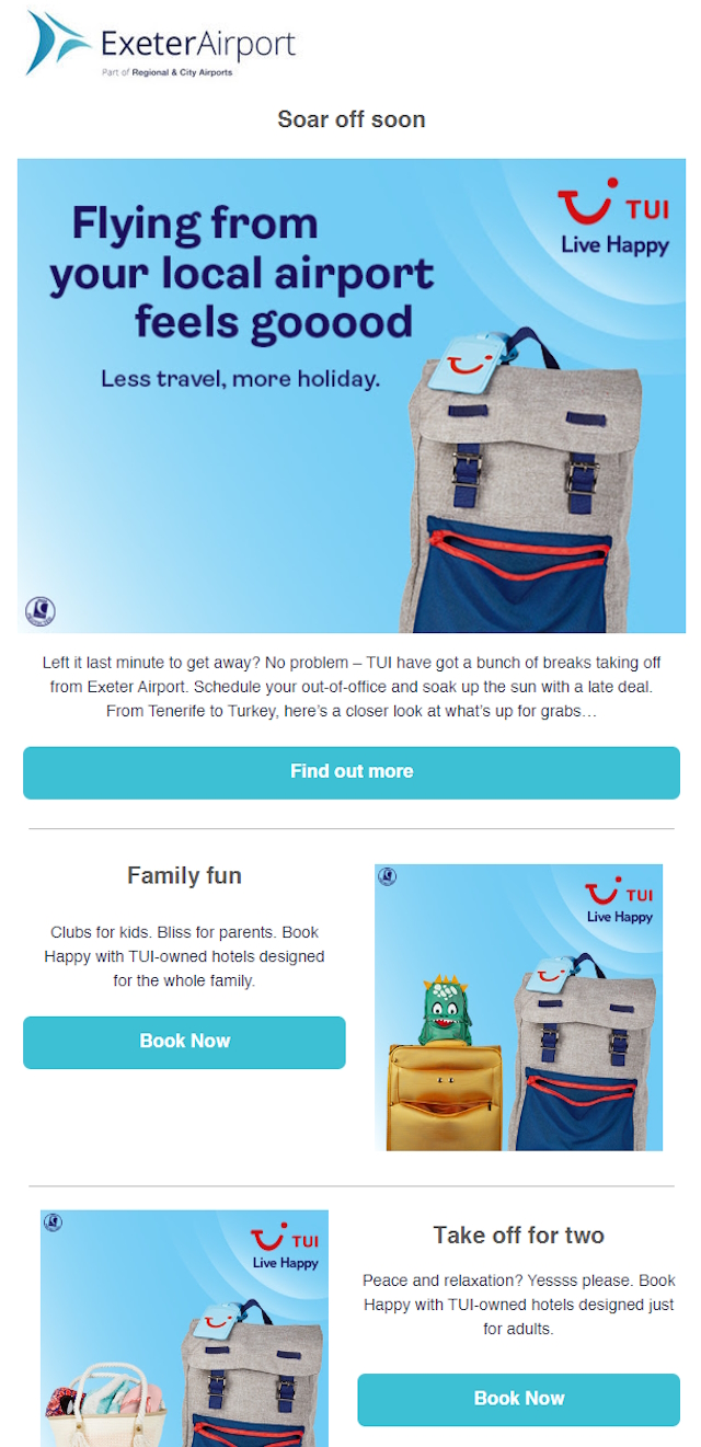 Exeter Airport Email Design