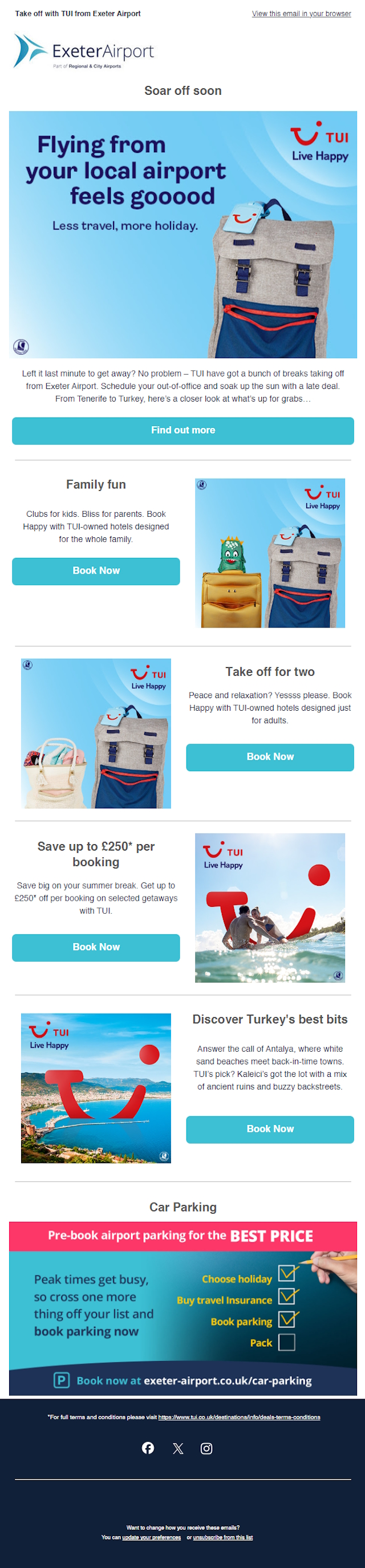 Exeter Airport Email Design