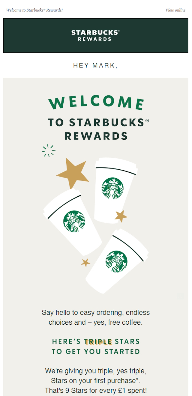 Starbucks Rewards Welcome Email Design